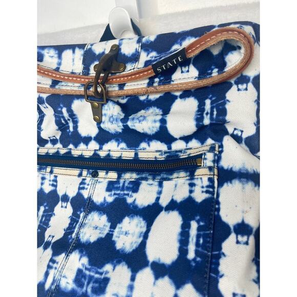 NWT STATE Blue Tie Dye Leather Rolltop Toggle Backpack Anthropologie Boho Hippie - Picture 3 of 8